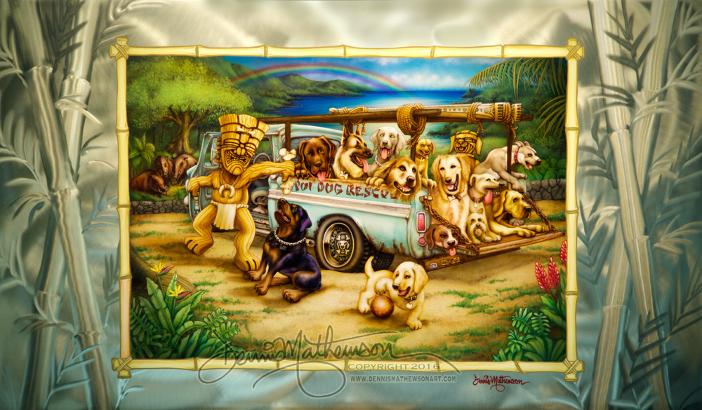 Artwork created for the dog lovers everywhere. 20% of the special priced artwork and limited edition will go to the Hawaiian Humane Society of Honolulu. 