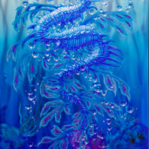 Series of four paintings that all line up and the reef images fit each other side by side in any combination