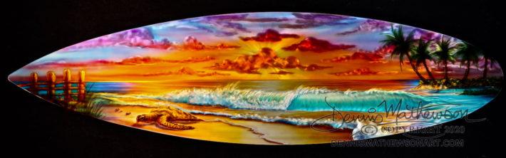 15"x56"original on aluminum surfboard shape.