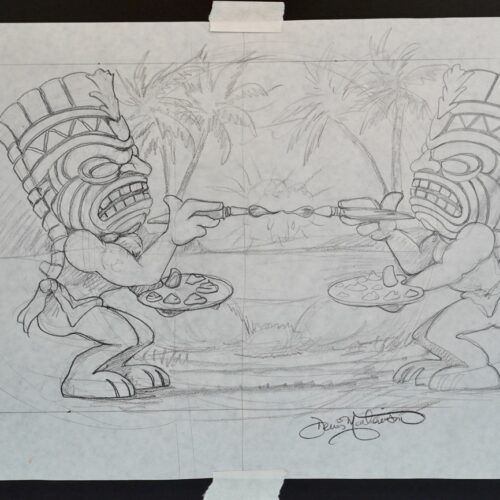 Tiki Copy Cat-original pencil drawing