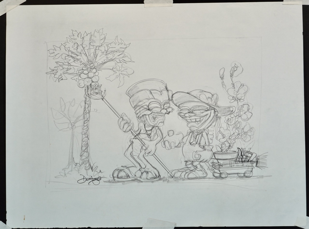 Golden Garden-1st original pencil drawing