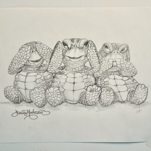 Honu No Evil 1st original pencil drawing