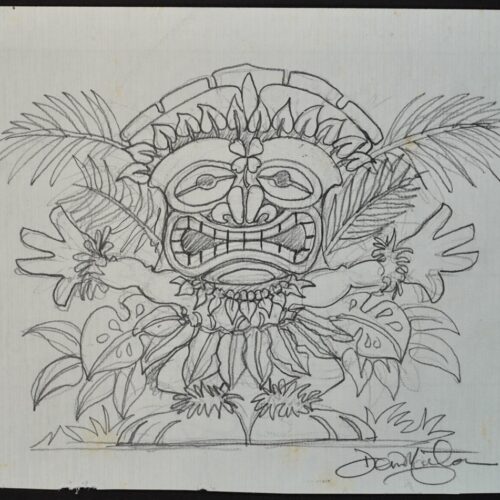 Jungle Tiki original pencil drawing
