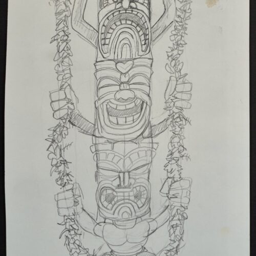 Lei Tikis original pencil drawings