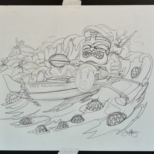 Mele Kalikimaka original pencil drawing