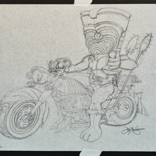 Poi Pounder final original pencil drawing