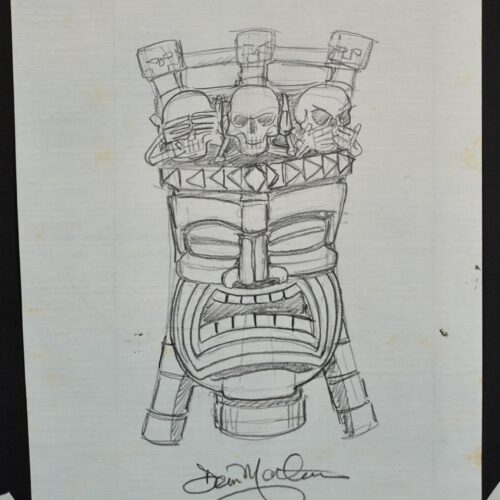 See No Evil Tiki Iki 25 original pencil drawing