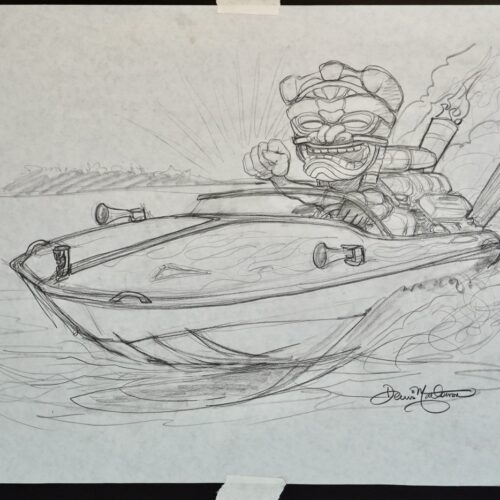 Tiki Reef Racer 1st version original pencil drawing