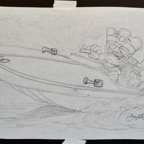 Tiki Reef Racer-final pencil drawing