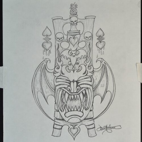Bat Tiki original pencil drawing