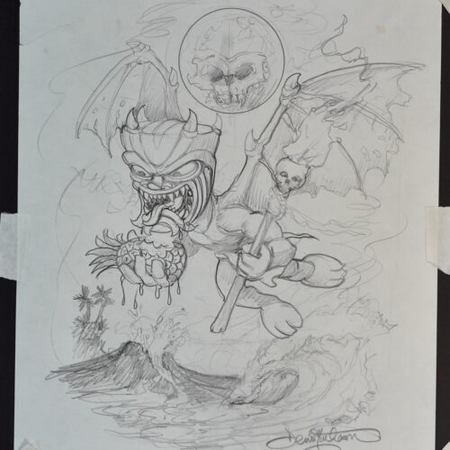 Vampire Tiki Moon original pencil drawing