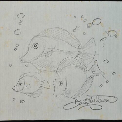 Yellow Tangs Iki 25 original pencil drawing