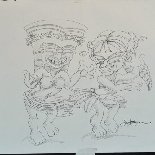 Hula Girls final original pencil drawing