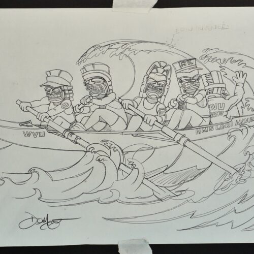 Tiki Canoe Paddlers original pencil drawings