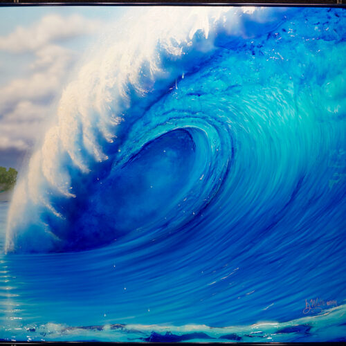 Blue Hawaiian Wave original art on gloss board